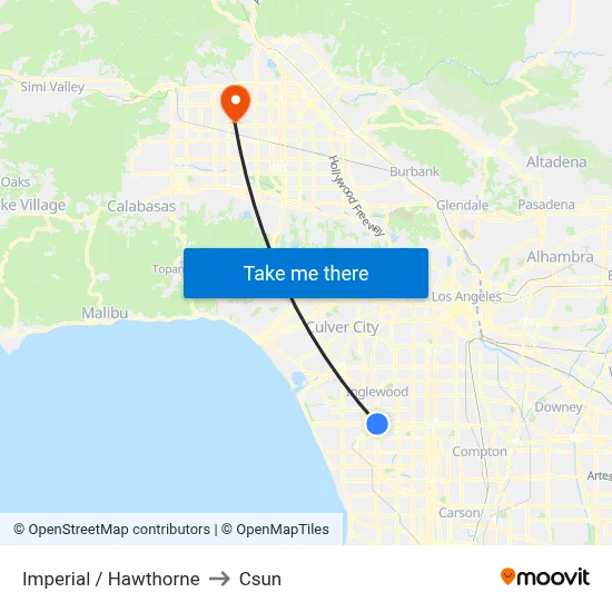 Imperial / Hawthorne to Csun map