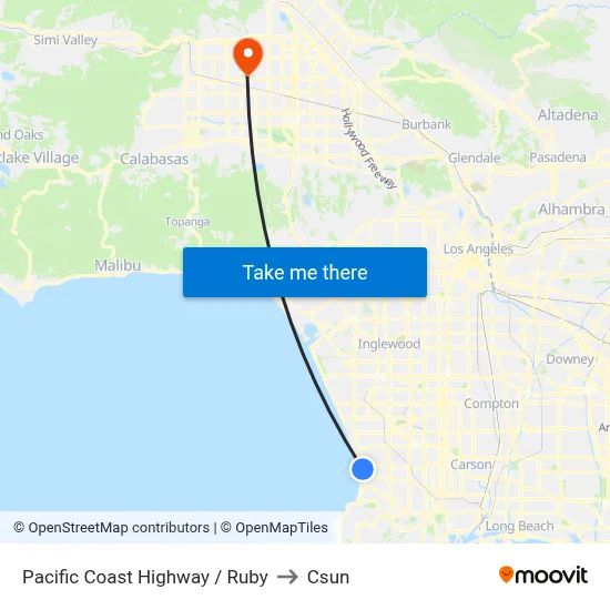 Pacific Coast Highway / Ruby to Csun map