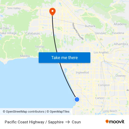 Pacific Coast Highway / Sapphire to Csun map