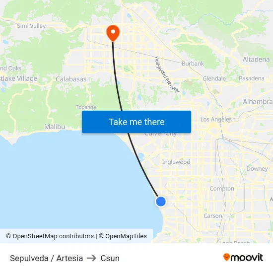 Sepulveda / Artesia to Csun map