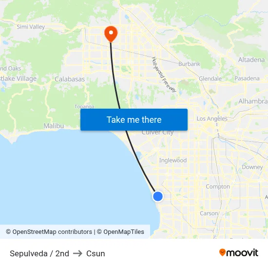 Sepulveda / 2nd to Csun map