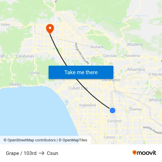 Grape / 103rd to Csun map