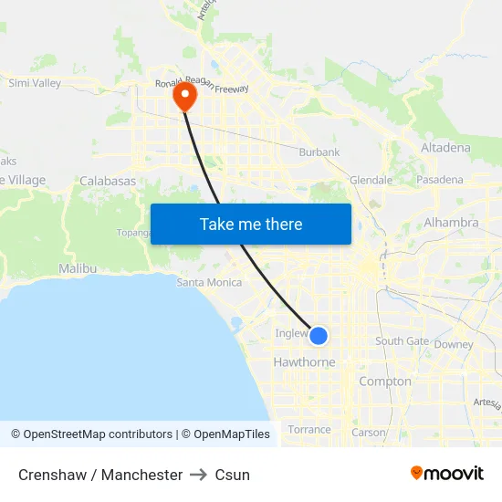 Crenshaw / Manchester to Csun map