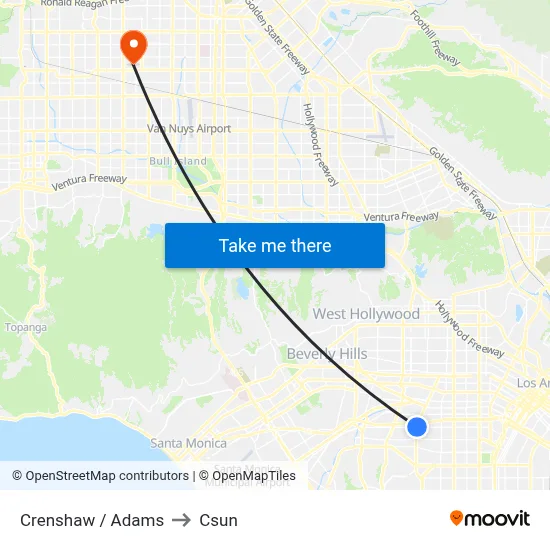 Crenshaw / Adams to Csun map