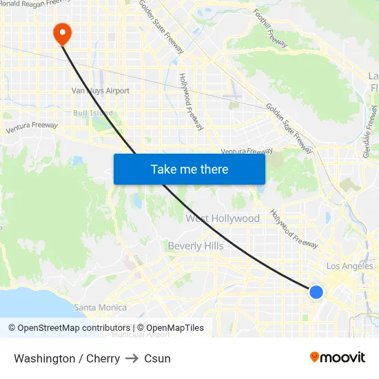 Washington / Cherry to Csun map