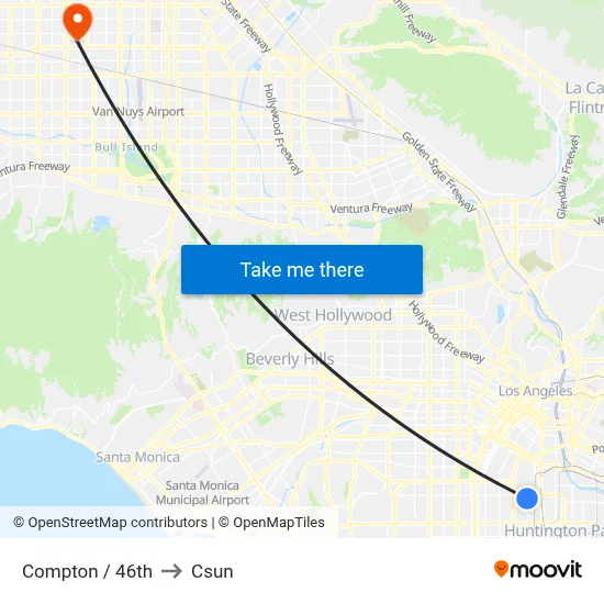 Compton / 46th to Csun map