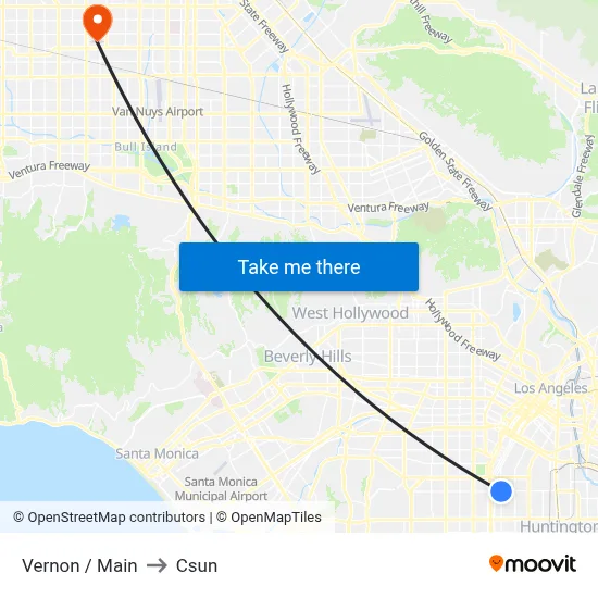 Vernon / Main to Csun map