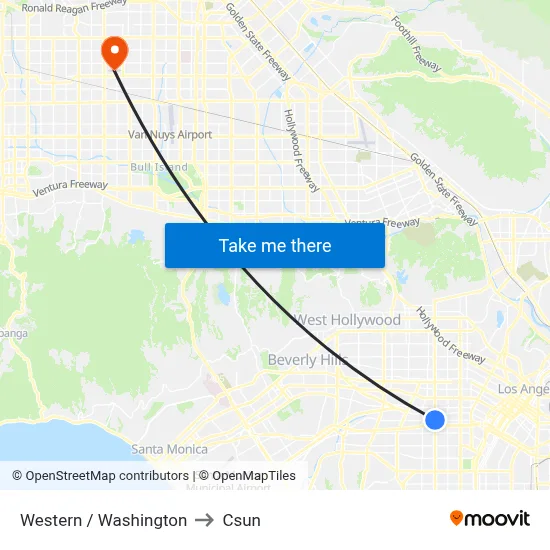 Western / Washington to Csun map