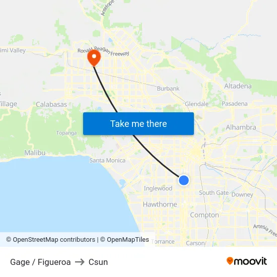 Gage / Figueroa to Csun map