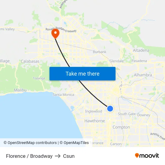 Florence / Broadway to Csun map