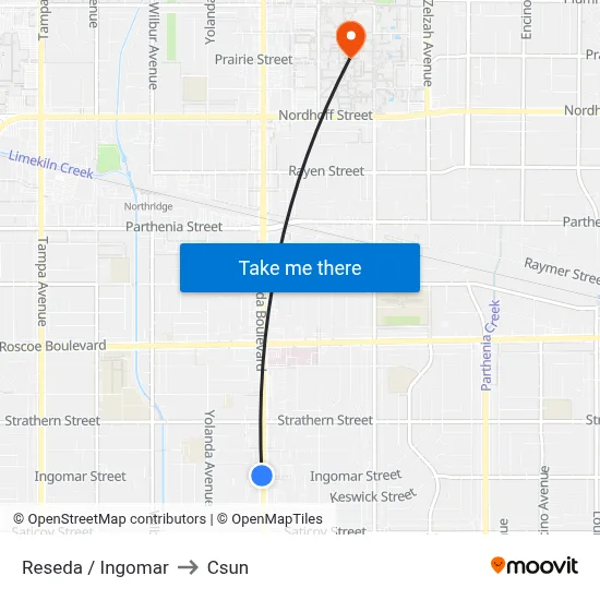 Reseda / Ingomar to Csun map