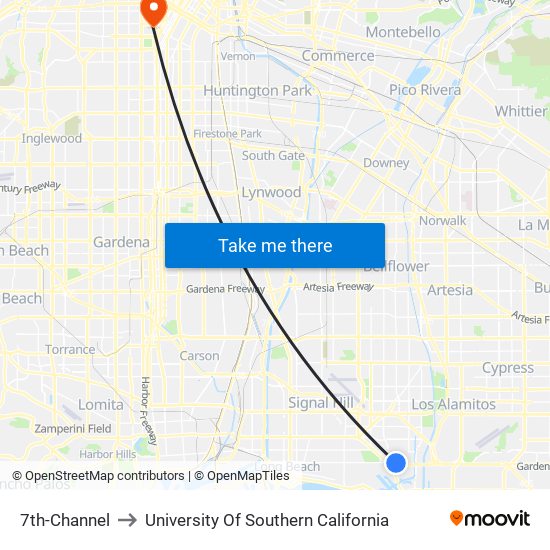 7th-Channel to University Of Southern California map