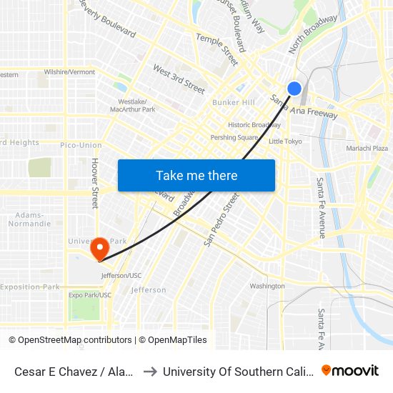 Cesar E Chavez / Alameda to University Of Southern California map