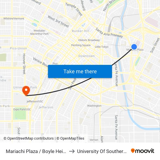 Mariachi Plaza / Boyle Heights Station to University Of Southern California map