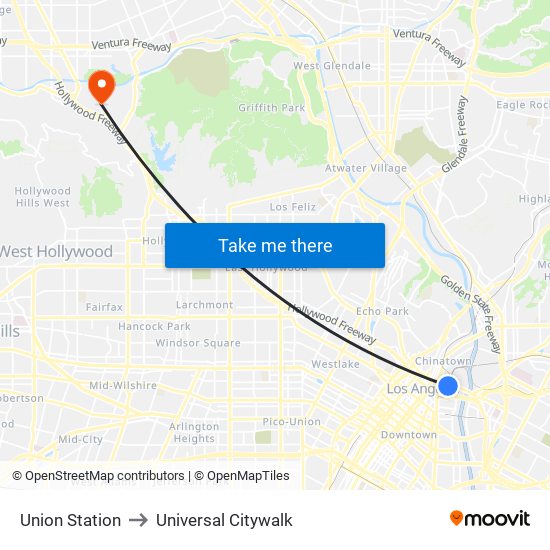 Union Station to Universal Citywalk map
