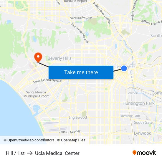 Hill / 1st to Ucla Medical Center map