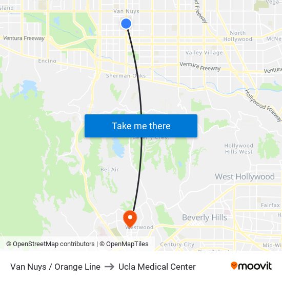 Van Nuys / Orange Line to Ucla Medical Center map