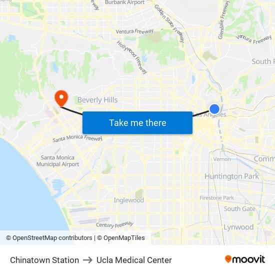 Chinatown Station to Ucla Medical Center map