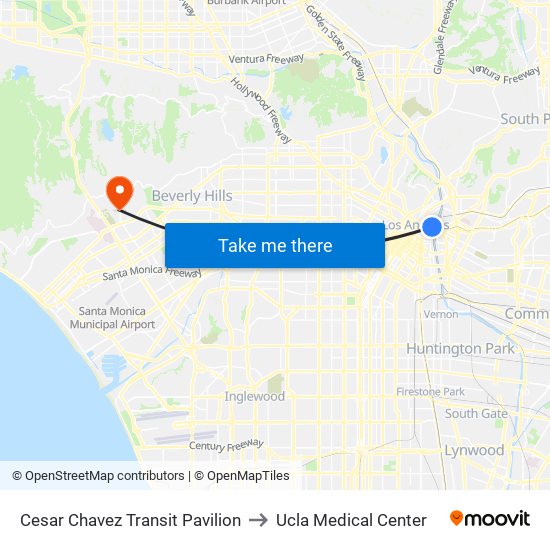 Cesar Chavez Transit Pavilion to Ucla Medical Center map