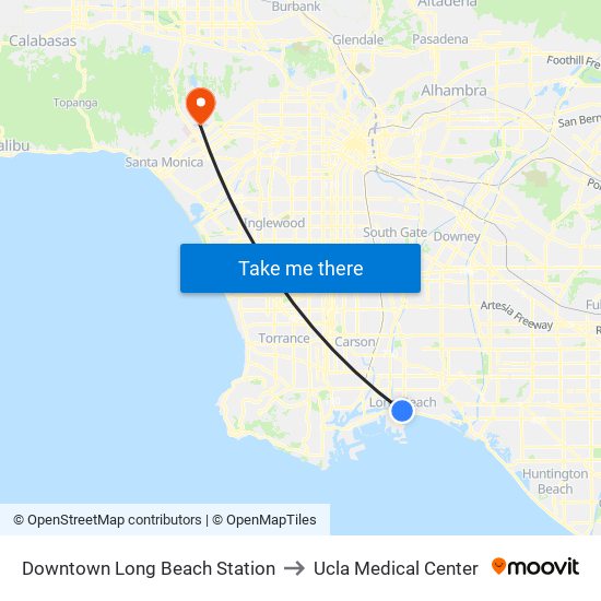 Downtown Long Beach Station to Ucla Medical Center map