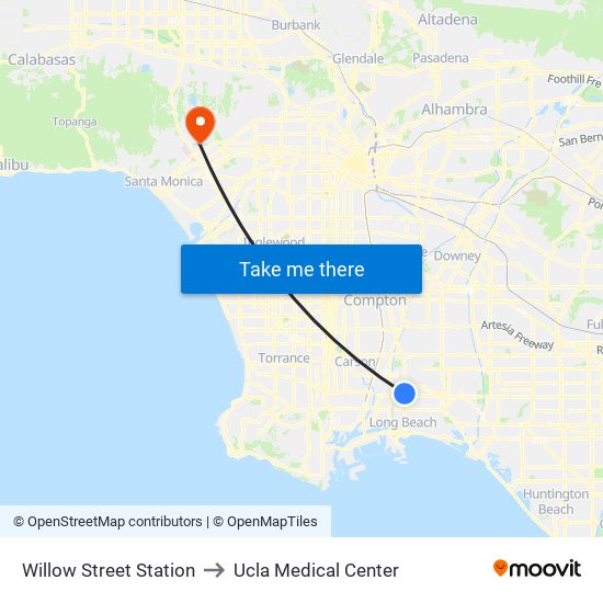 Willow Street Station to Ucla Medical Center map