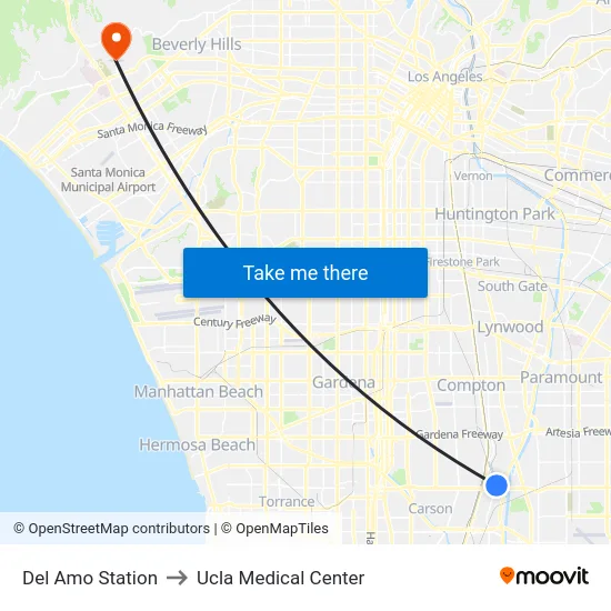 Del Amo Station to Ucla Medical Center map