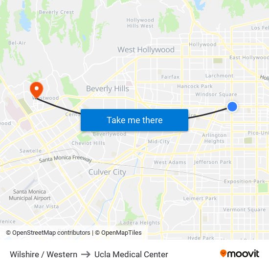 Wilshire / Western to Ucla Medical Center map