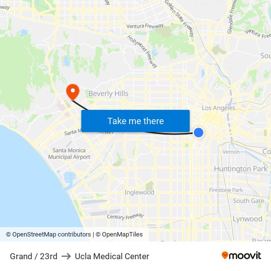Grand / 23rd to Ucla Medical Center map