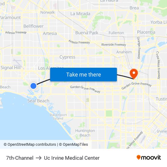 7th-Channel to Uc Irvine Medical Center map