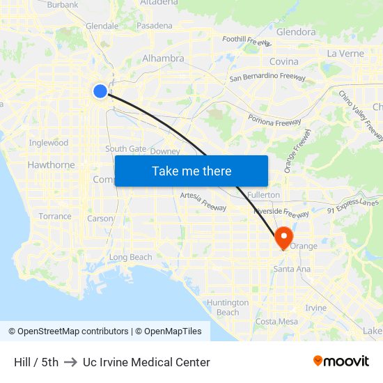 Hill / 5th to Uc Irvine Medical Center map