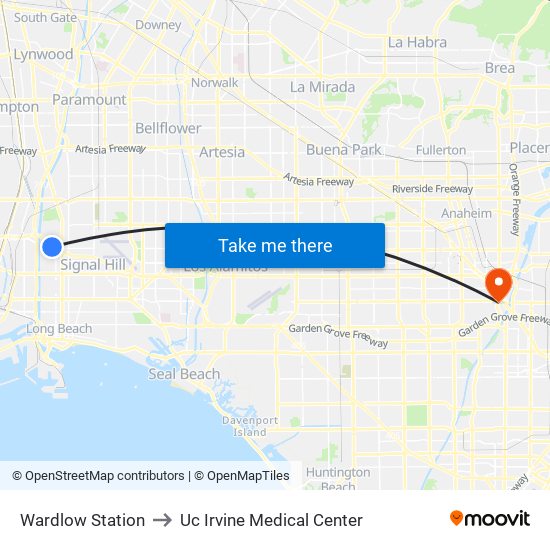 Wardlow Station to Uc Irvine Medical Center map