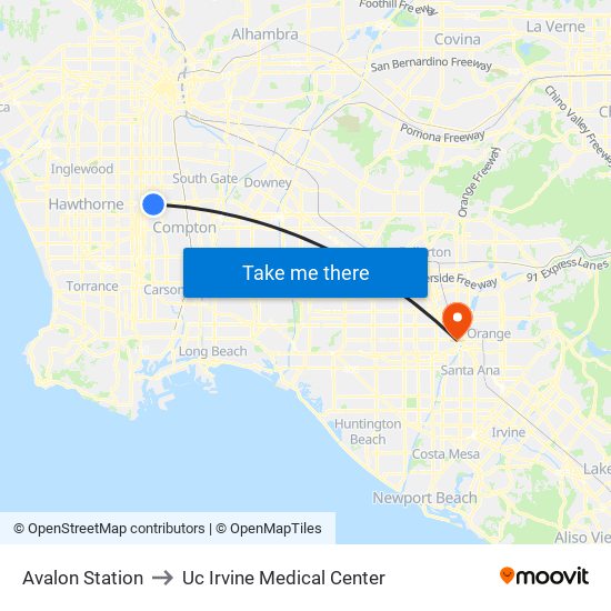 Avalon Station to Uc Irvine Medical Center map