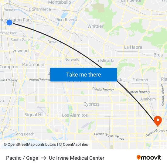 Pacific / Gage to Uc Irvine Medical Center map