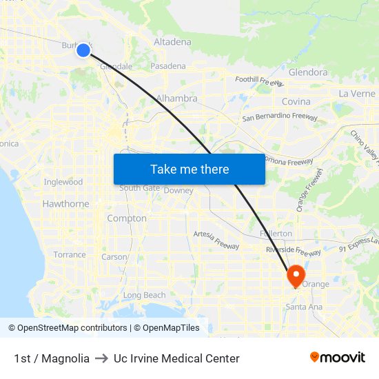 1st / Magnolia to Uc Irvine Medical Center map