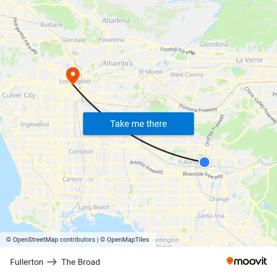 Fullerton to The Broad map