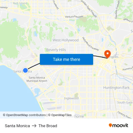 Santa Monica to The Broad map