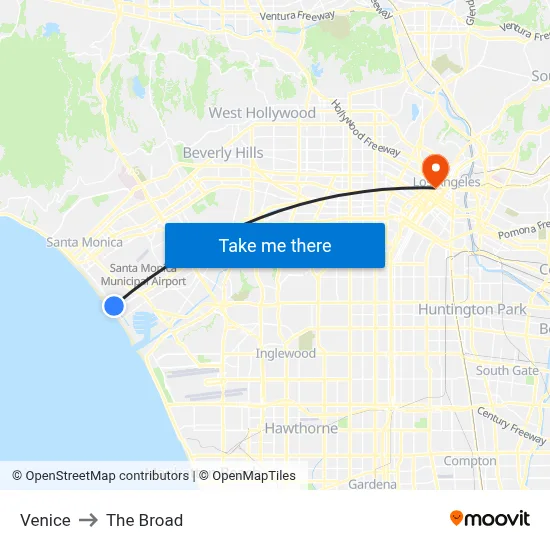 Venice to The Broad map