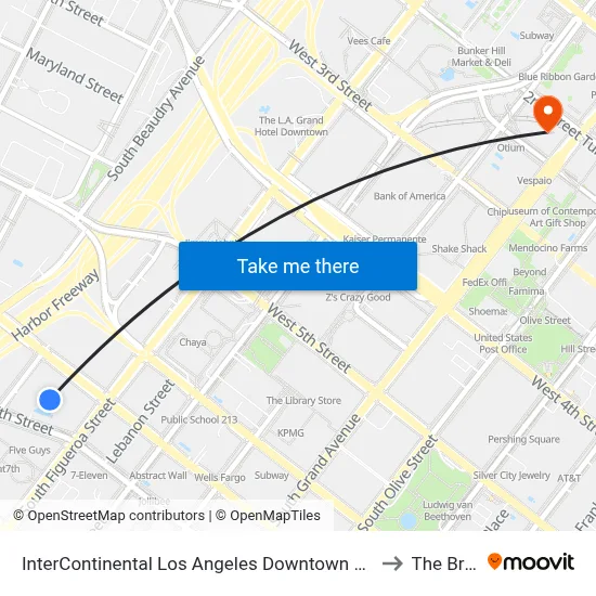 InterContinental Los Angeles Downtown an IHG Hotel to The Broad map