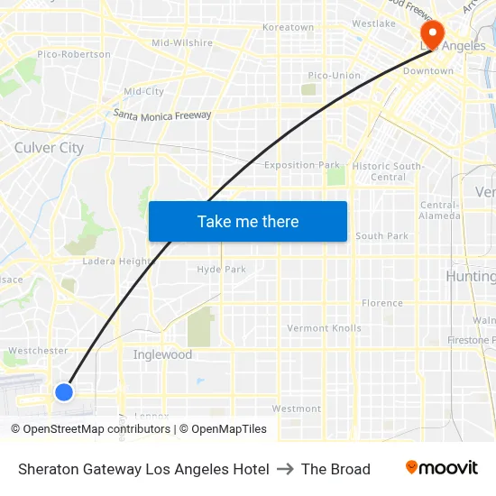 Sheraton Gateway Los Angeles Hotel to The Broad map