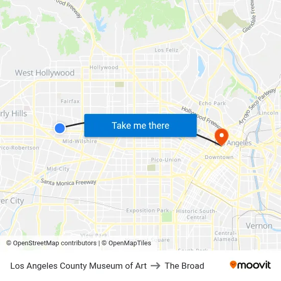 Los Angeles County Museum of Art to The Broad map