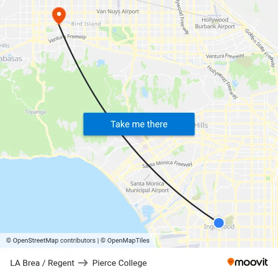 LA Brea / Regent to Pierce College map