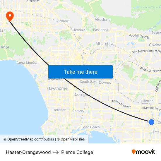 Haster-Orangewood to Pierce College map