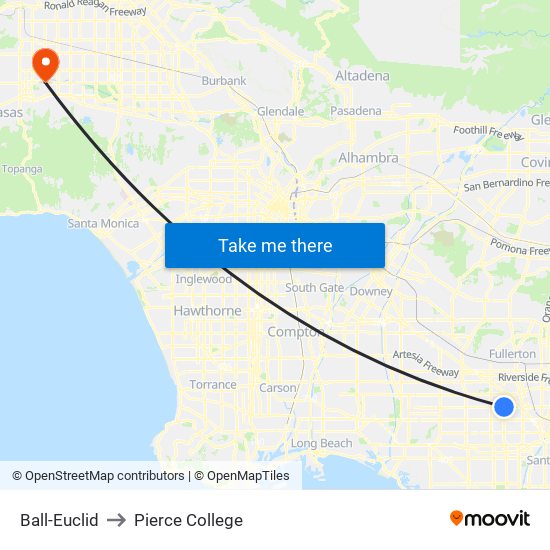 Ball-Euclid to Pierce College map