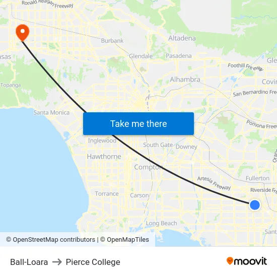Ball-Loara to Pierce College map