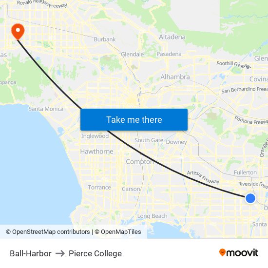 Ball-Harbor to Pierce College map