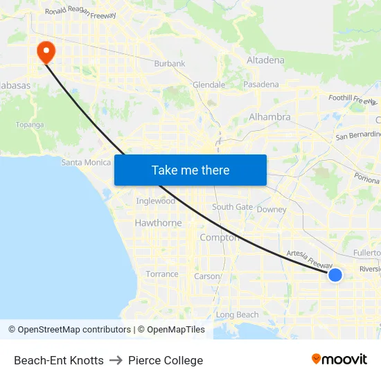 Beach-Ent Knotts to Pierce College map