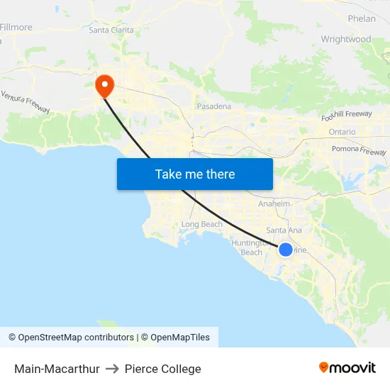 Main-Macarthur to Pierce College map