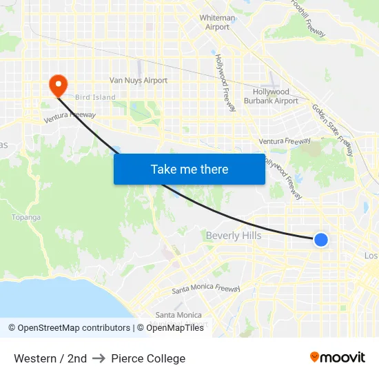 Western / 2nd to Pierce College map