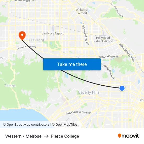 Western / Melrose to Pierce College map
