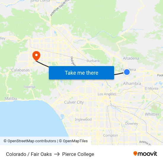 Colorado / Fair Oaks to Pierce College map
